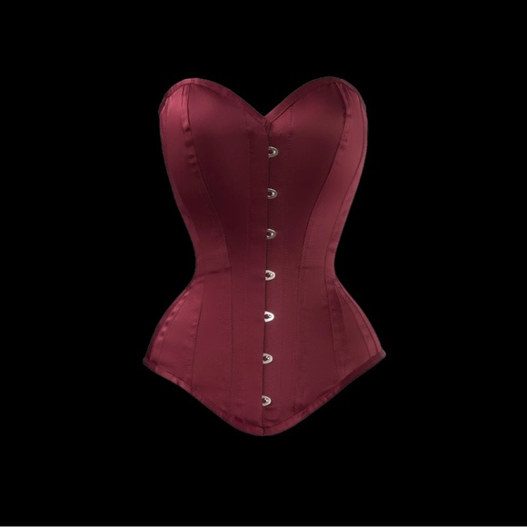 Corset Story BURGUNDY MATT SATIN LONGLINE WAIST TAMING OVERBUST - Picture 2 of 5